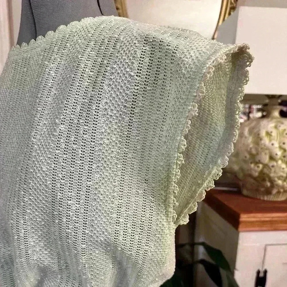 Vintage My Latest Leslie Fay 70’s Midi Skirt Top Set Sheer Mint. - Picture 3 of 13